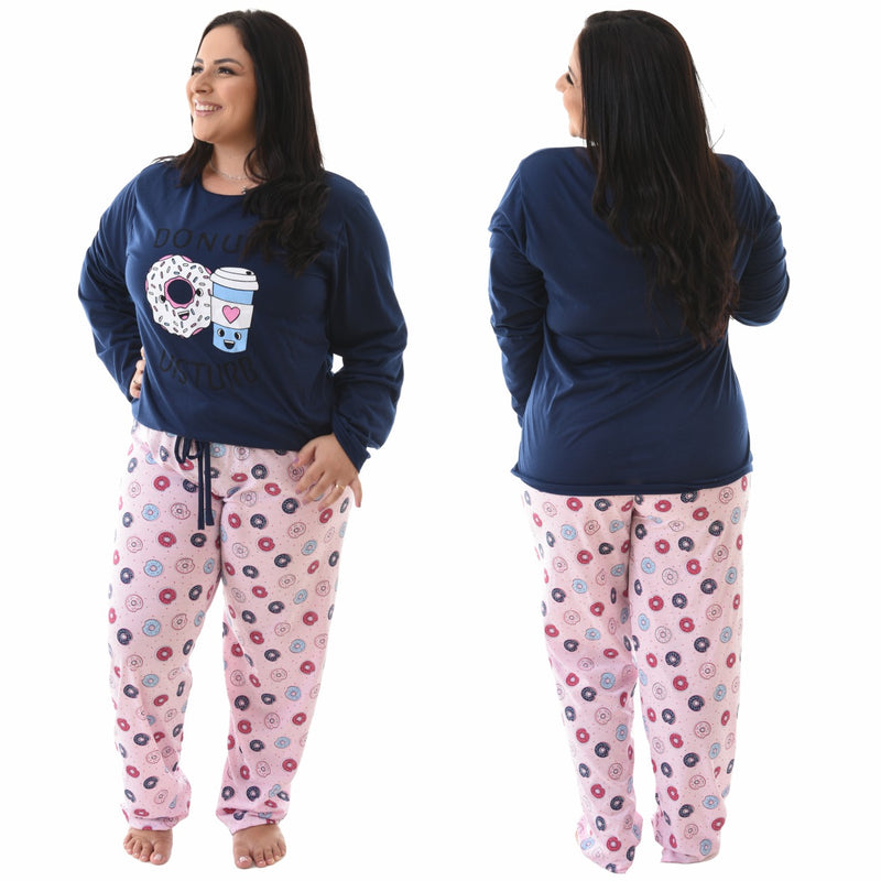 Pijama Longo Plus Size Donuts