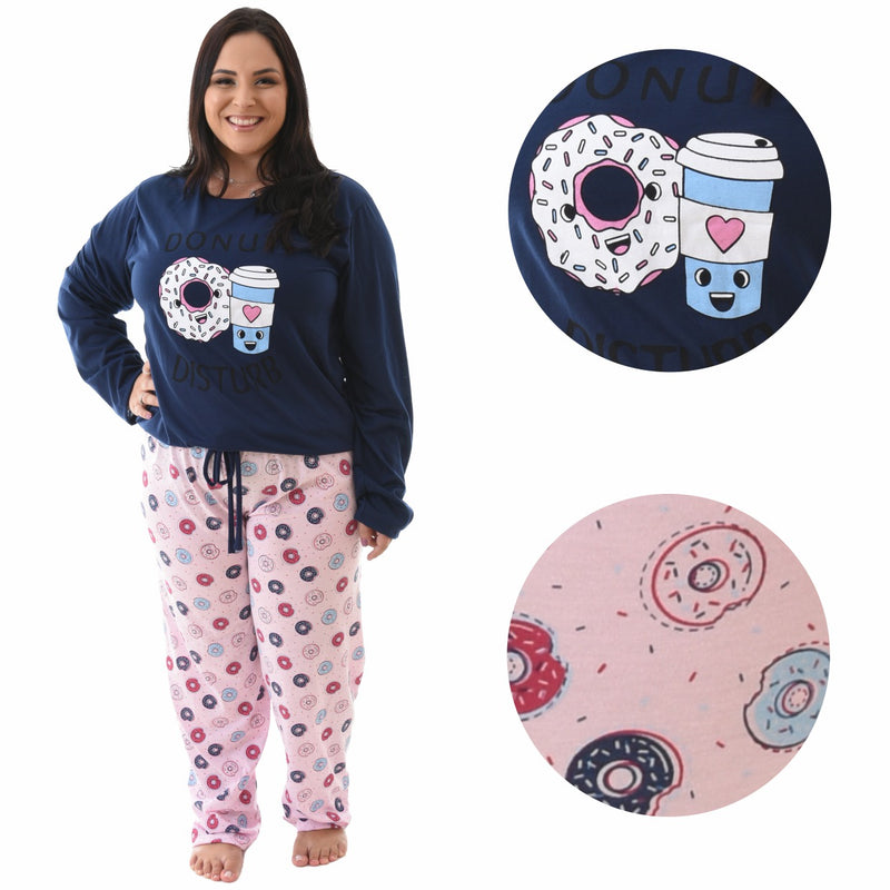 Pijama Longo Plus Size Donuts