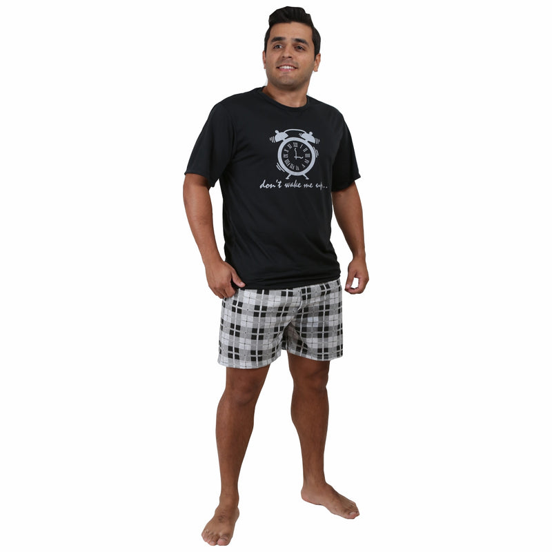 Pijama Masculino Curto Preto Relogio